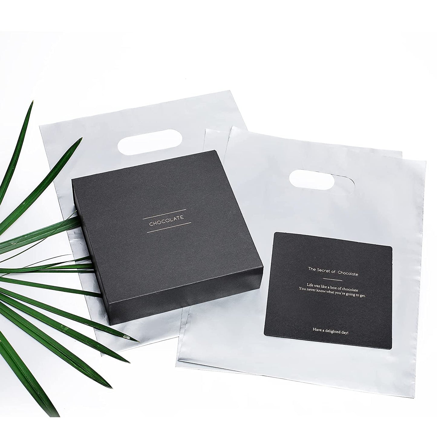 200 Black & Silver Bags for Small Business 100 Black and 100 Silver 1.5Mil 9"x12" Merchandise Bags Thick Glossy Retail Bags and Shopping Bags For Small Business with Die Cut Handles Boutique Bags