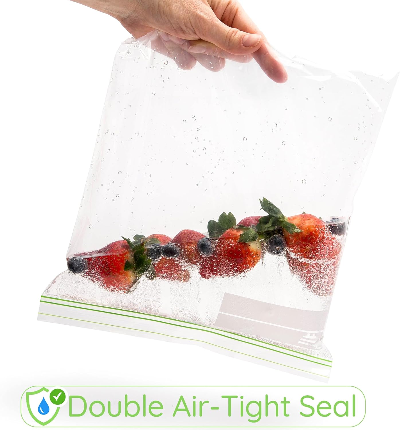Quart Size Resealable 150 count Extra Strong and Leak Proof Bags 1 Quart With Double Zipper Perfect for Berries Fruit and Food Quart Freezer Bags