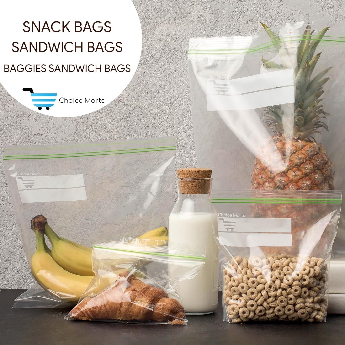 Sandwich Bags 250 count Resealable Extra Strong and Leak Proof Snack Bags With Zipper Perfect For School, Work and Lunch Prep Bags Sandwich