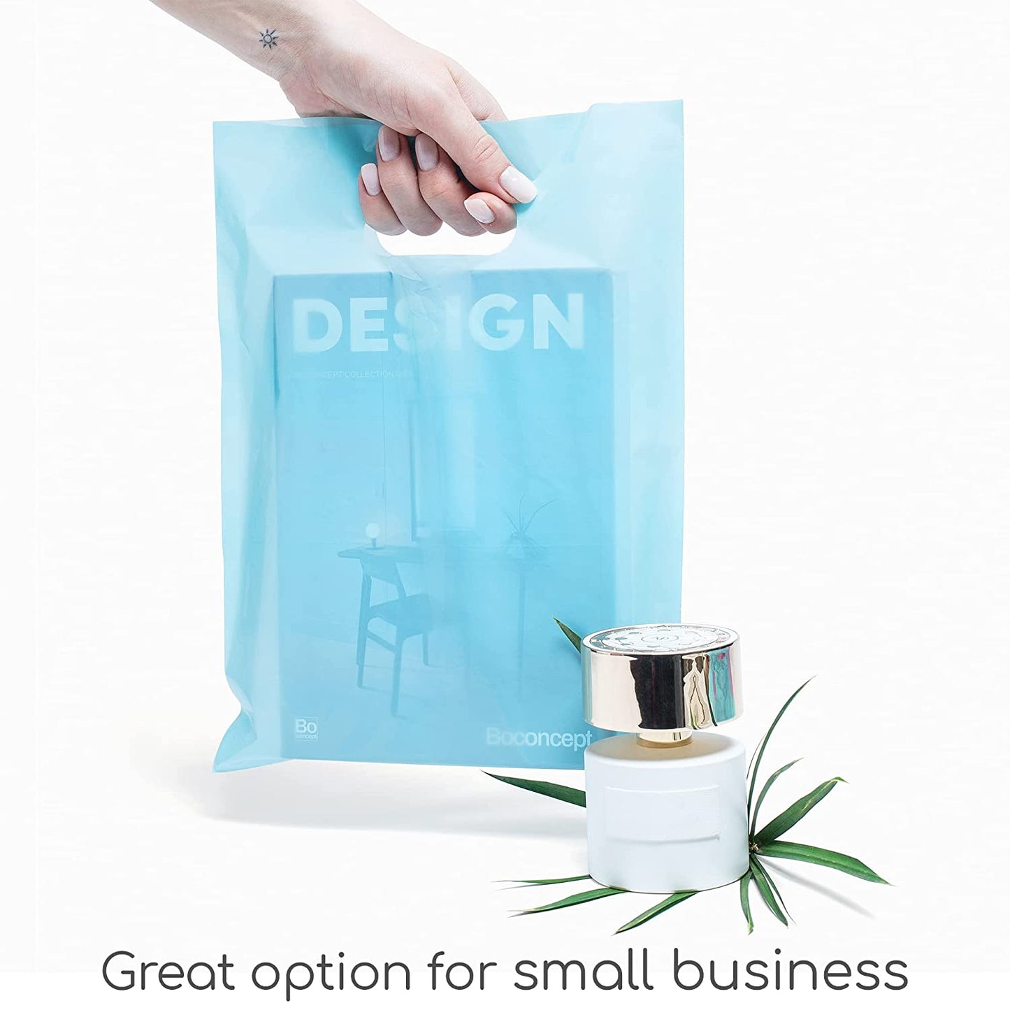 100 Pastel Blue Bags for Small Business 1.5Mil 9"x12" Merchandise Bags Extra Thick Glossy Thank You Bags and Pastel Blue Retail Bags Plastic Bags with Die Cut Handles Gift Bags