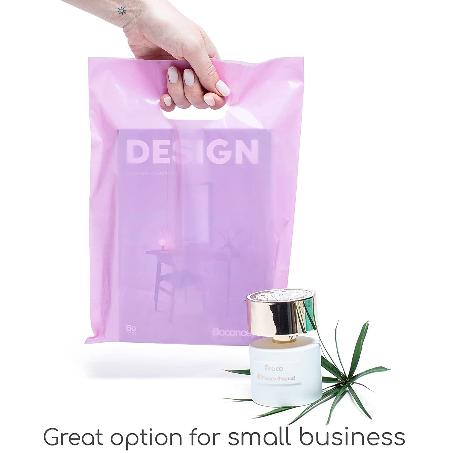 100 Pastel Pink Bags for Small Business 1.5Mil 9"x12" Merchandise Bags Extra Thick Glossy Thank You Bags and Pastel Pink Retail Bags Plastic Bags with Die Cut Handles Gift Bags