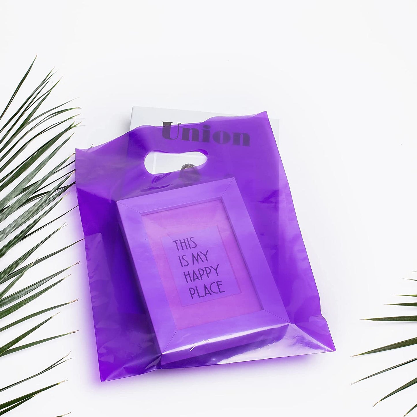 100 Purple Bags for Small Business 1.5Mil 9"x12" Merchandise Bags Thick Glossy Retail Bags and Shopping Bags For Small Business with Die Cut Handles Boutique Bags & Purple Goodie Bags