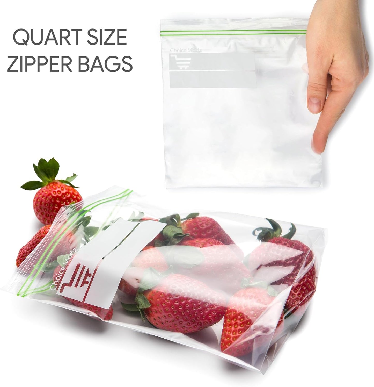 Freezer Bags Quart Size Resealable 75 count Extra Strong and Leak Proof Bags 1 Quart With Double Zipper Perfect for Berries Fruit and Food Quart Freezer Bags
