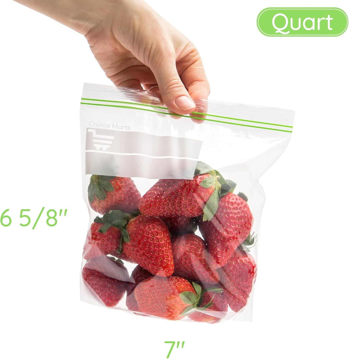 Freezer Bags Quart Size Resealable 75 count Extra Strong and Leak Proof Bags 1 Quart With Double Zipper Perfect for Berries Fruit and Food Quart Freezer Bags