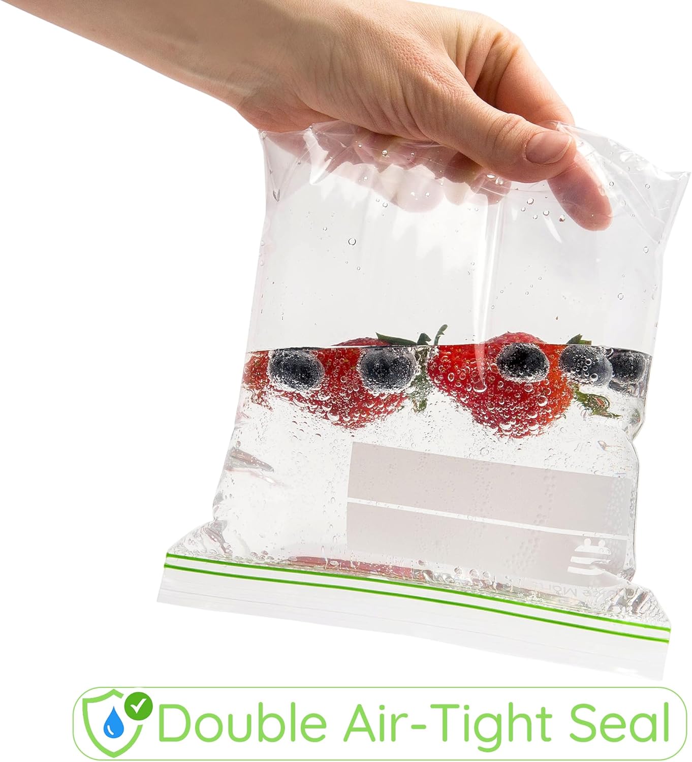 Freezer Bags Quart Size Resealable 75 count Extra Strong and Leak Proof Bags 1 Quart With Double Zipper Perfect for Berries Fruit and Food Quart Freezer Bags