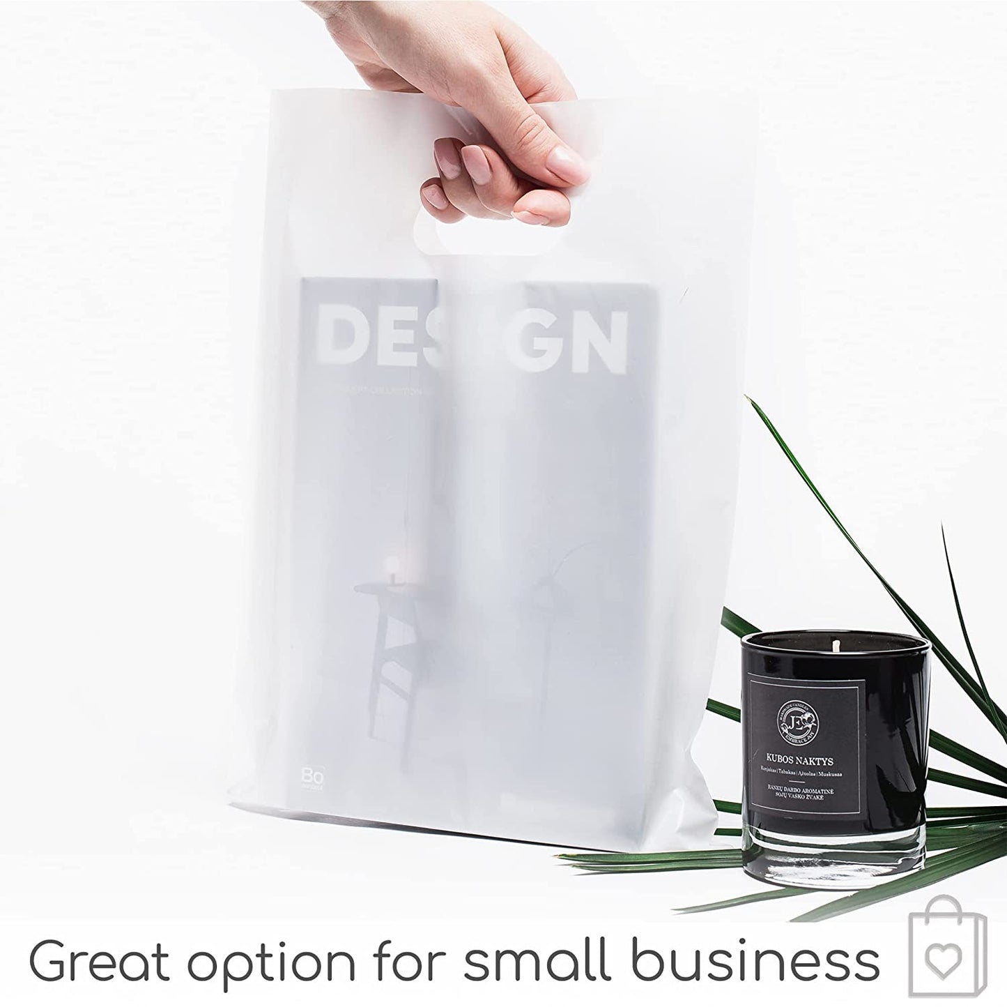 100 White Bags and Bags for Small Business 1.5Mil 9"x12" White Bag Merchandise Bags Extra Thick Glossy Plastic Bags White Gift Bags For Small Business with Die Cut Handles White Plastic Bags