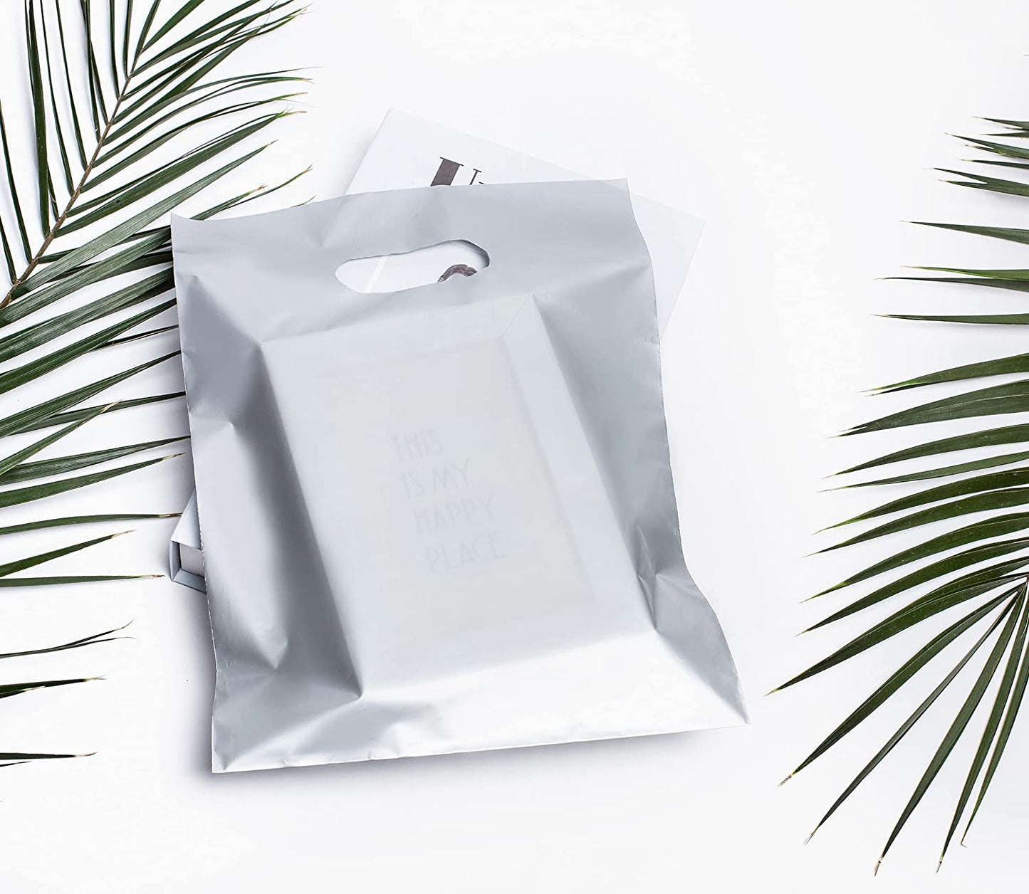 100 Silver Bags for Small Business 1.5Mil 9"x12" Merchandise Bags Extra Thick Glossy Thank You Bags and Shopping Bags For Small Business with Die Cut Handles Silver Gift Bags For Retail