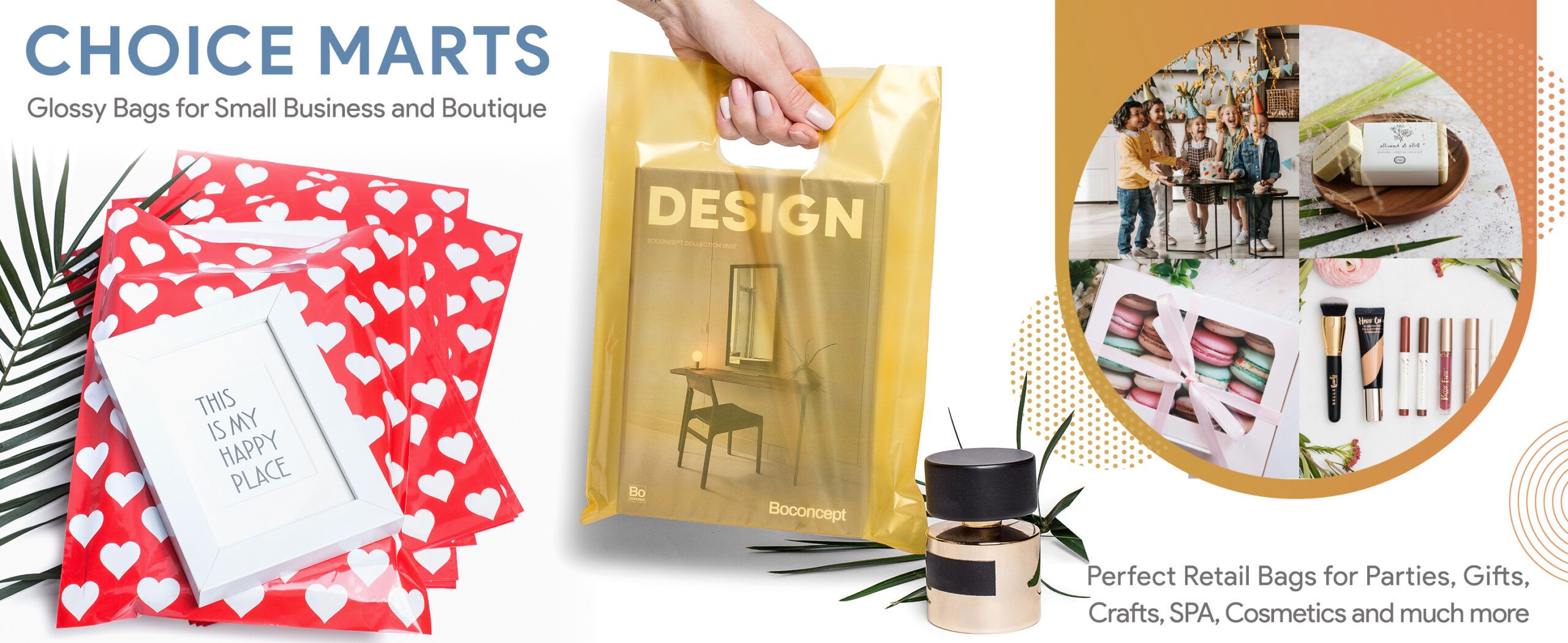 MERCHANDISE BAGS – Perfect as thank you bags, return gifts, boutique bags, retail bags, plastic gift bags, cosmetics, store bags, party favors, shopping bags for small business, wholesale and bulk purchasing